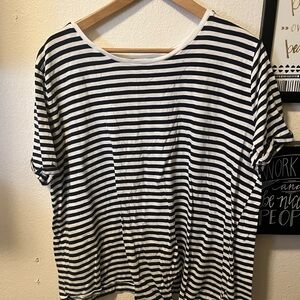 Striped Navy blue and White Women's Top